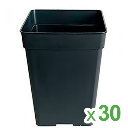 Maceta Cuadrada Negra 23 x 23 x 28 cm. 11 lt. - 30 ud.