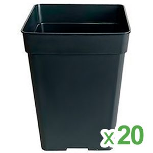 Maceta Cuadrada Negra 27 x 27 x 40 cm. 20 lt. - 20 ud.