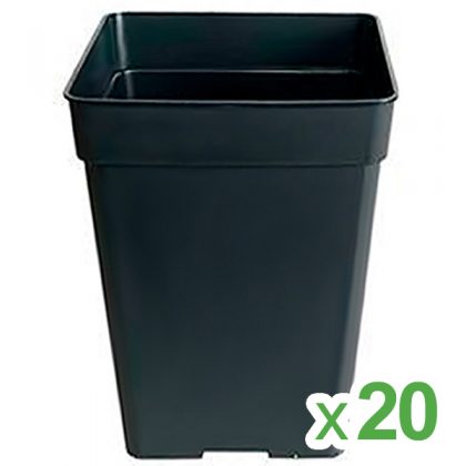 Maceta Cuadrada Negra 27 x 27 x 40 cm. 20 lt. - 20 ud.