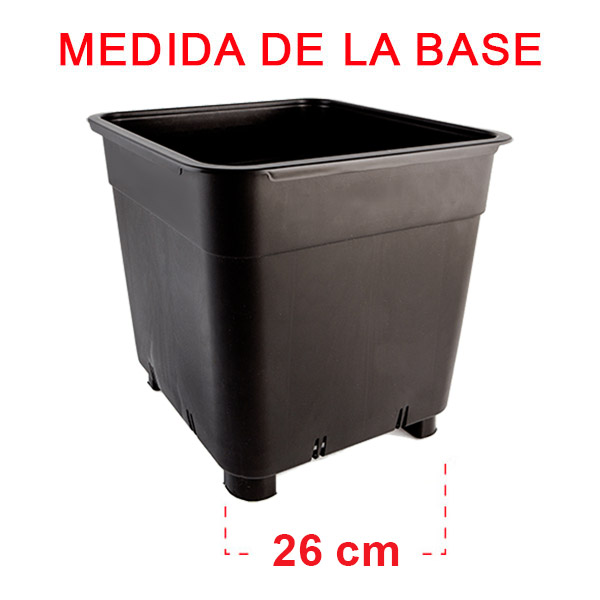 Maceta Cuadrada Negra Base Elevada 30 x 30 x 31 cm. 25 lt. - Imagen 2