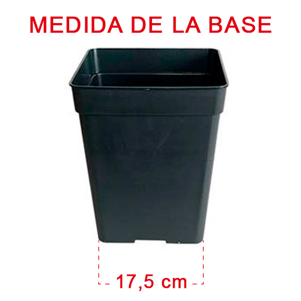 Maceta Cuadrada Negra 23 x 23 x 28 cm. 11 lt. - 30 ud. - Imagen 2